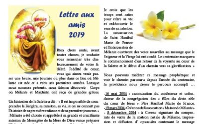 Lettre aux amis 2019